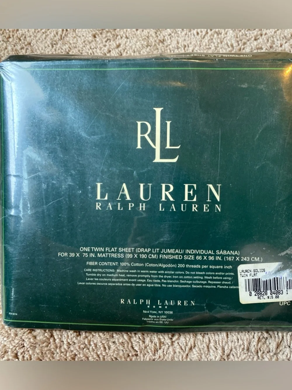 Lauren Ralph Lauren Twin Sheet Set Yellow Cotton 250 Thread Count Deep Vintage